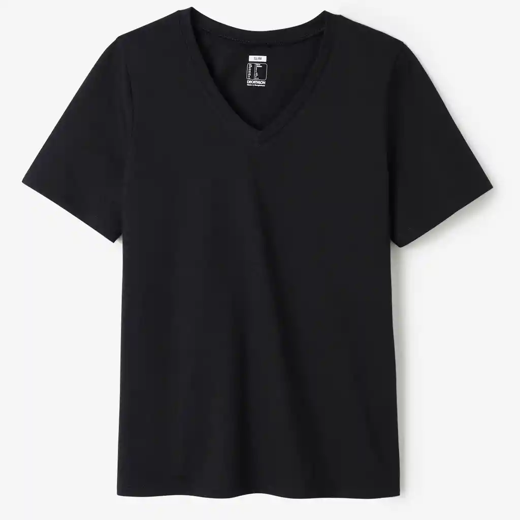Camiseta Cuello V Fitness Mujer 500 Negro