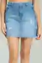 Falda Corta Cierres Color Azul Medio Talla 8 Ragged