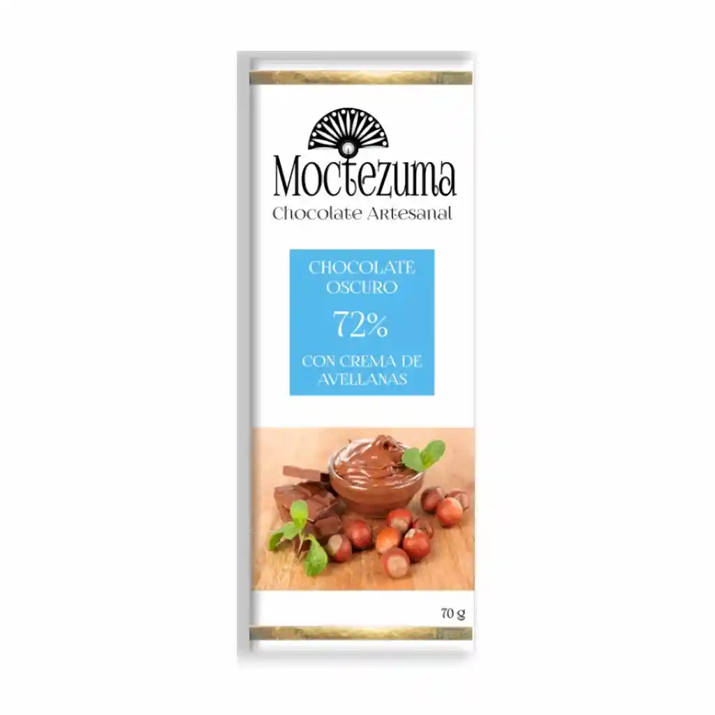 Moctezuma Barra de Cacao Artesanal al 72% Crema de Avellanas