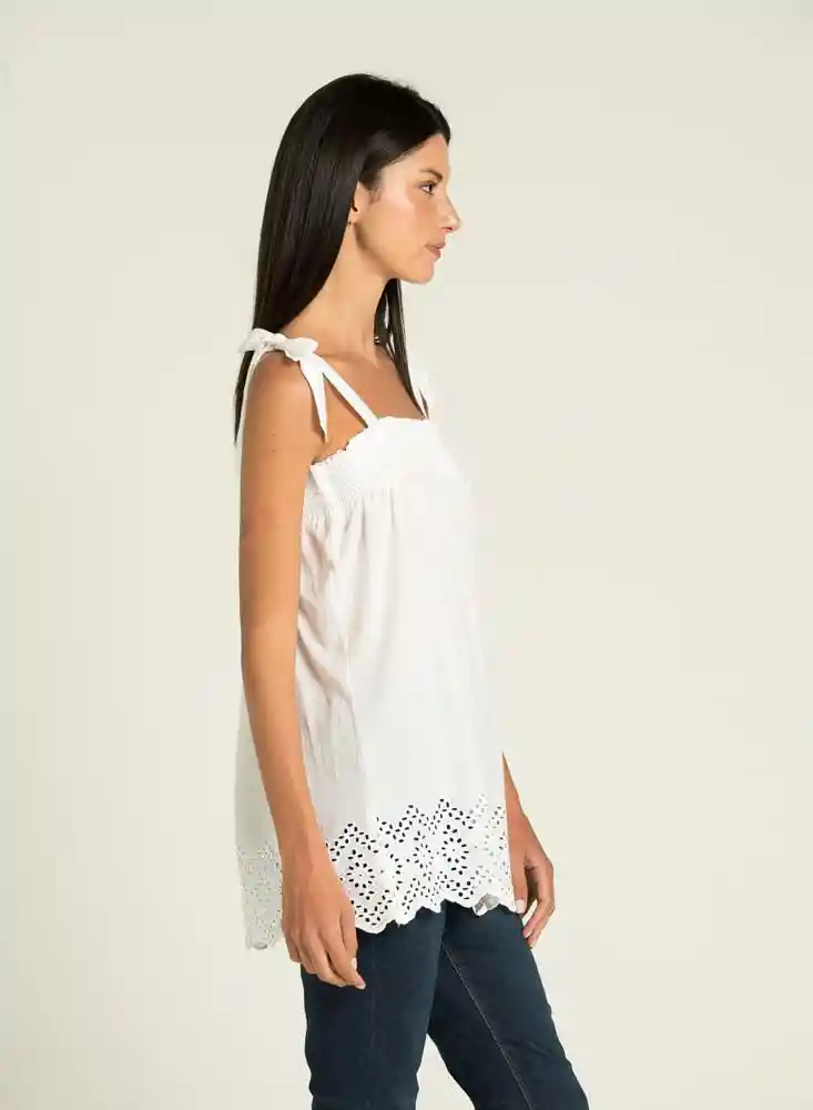 Blusa Manga Sisa Blanco Talla M