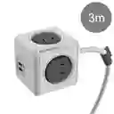 Multitoma en Cubo Con Extensión de Gris Usb 3.0 Metros
