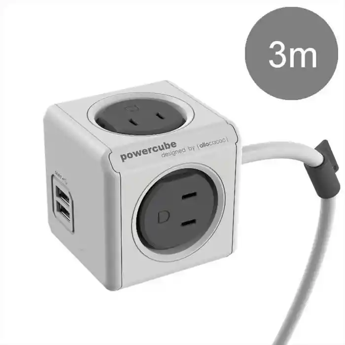 Multitoma en Cubo Con Extensión de Gris Usb 3.0 Metros