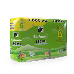 Colanta Leche Entera Larga Vida Pack 6 x 1 l