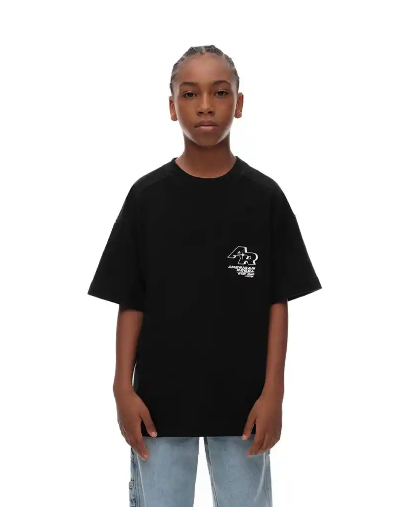 Camiseta Manga Corta en Algodón Kids Masculino Ladis Gef Talla 14