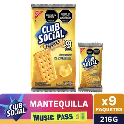 Galletas Saladas Club Social 9Pack Mantequilla 216G