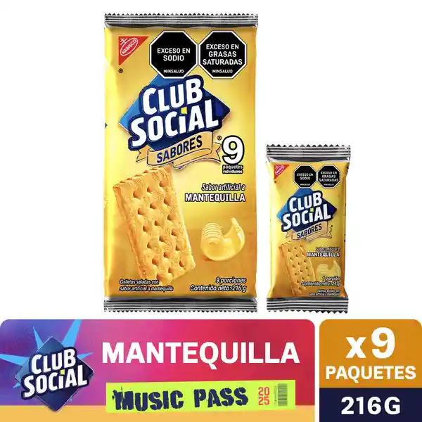 Galletas Saladas Club Social 9Pack Mantequilla 216G