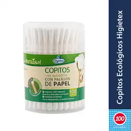 Higietex Copitos de Algodón con Palillos de Papel 