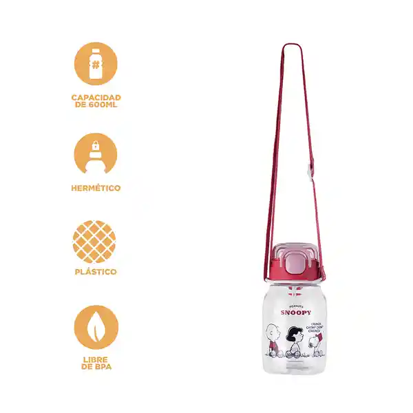 Vaso Plástico Correa Para el Hombro Snoopy Rojo 600 mL Miniso