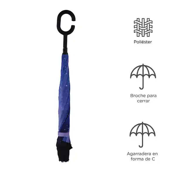 Miniso Sombrilla Invertido Portatil Starry Night Rosa y Azul