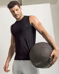 Leo Camiseta Deportiva Hombre Negro Talla M