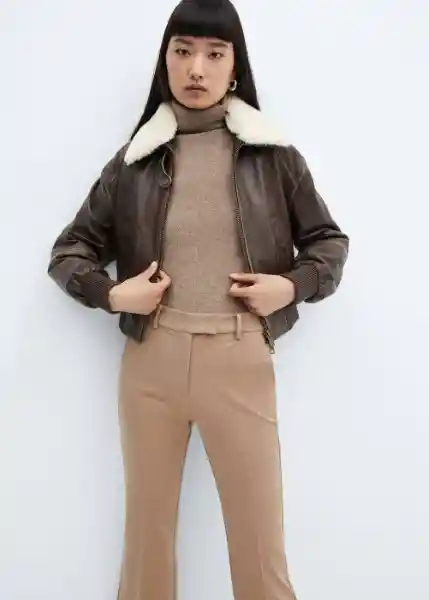 Pantalón Emily Camel Talla 36 Mujer Mango