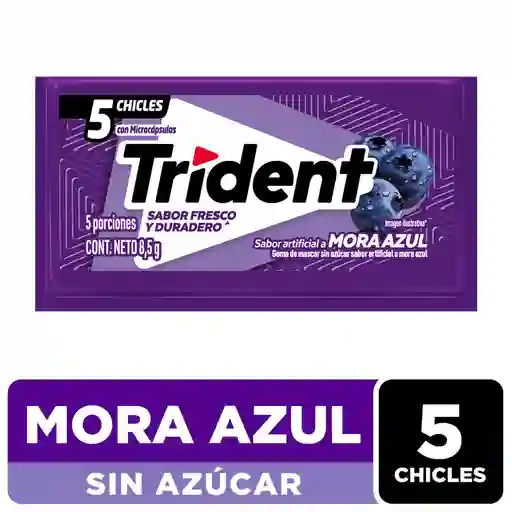 Chicle Trident Sin Azúcar Sabor Mora 5 Unid
