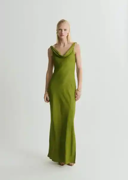 Vestido Grass Verde Talla L Mujer Mango