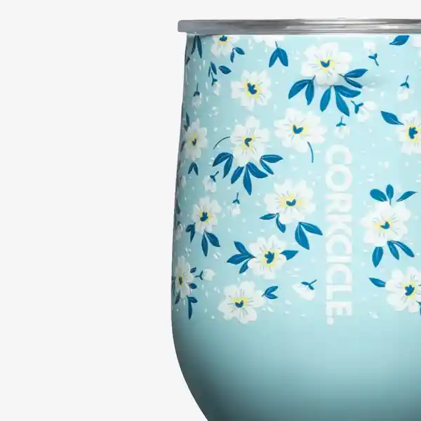 Corkcicle Vaso Stemless Floral Azul 12 Oz