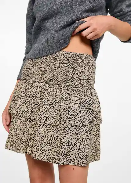 Falda Leopard Beige Talla 18 Teen Niñas Mango