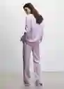 Pantalón Topete Malva Talla 36 Mujer Mango