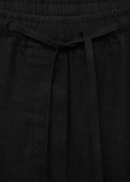 Pantalón Linen Negro Talla S Mujer Mango