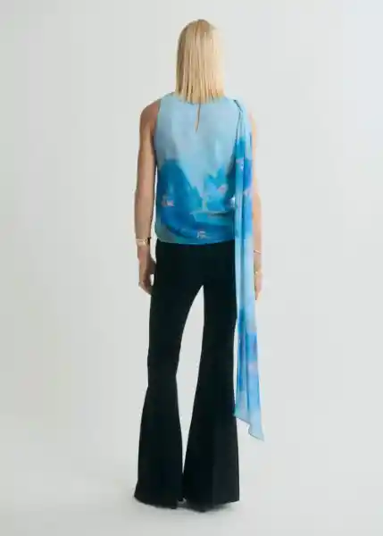 Blusa Adela Azul Talla L Mujer Mango
