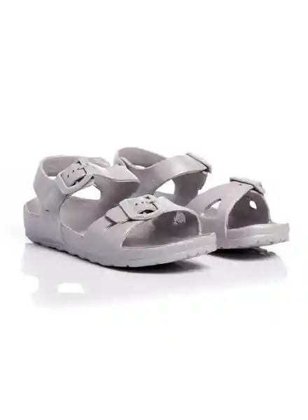 Sandalias Niña Eva Tipo Birken Plateado Talla 24 People