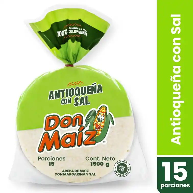 Arepa Don Maiz Grandes. Cons. Sal 15Unidades 1500G