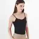 Camiseta Cuello V Manga Tiras Negro Talla S 726641