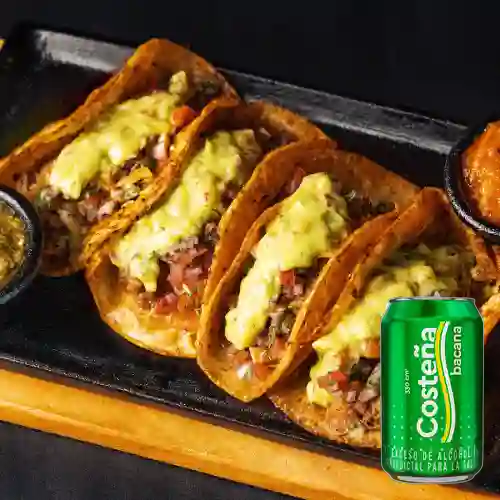 Combo Tacos + Cerveza Costeña Bacana Lta 330ml