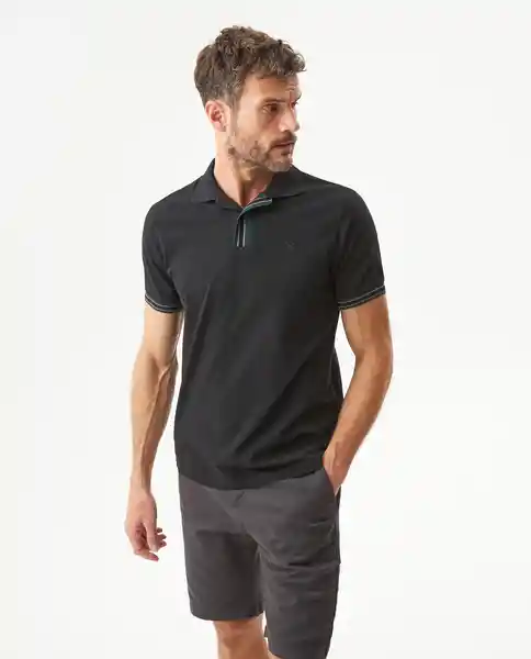 Camiseta Striped Placket Polo Negro Sombrio T M Chevignon