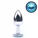 Plug Acostumbrador Anal Metálico Con Joya Diamante Azul