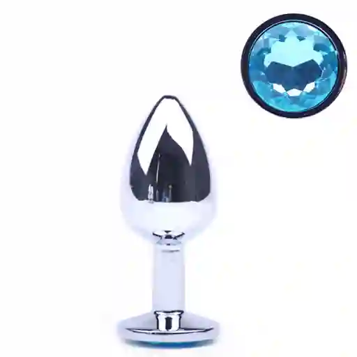 Plug Acostumbrador Anal Metálico Con Joya Diamante Azul