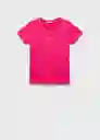 Camiseta Mango Log-H Fucsia Talla L Mujer Mango