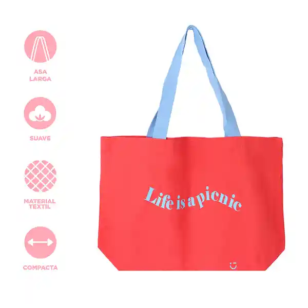 Bolsa de Compras Life is a Picnic Rojo Miniso