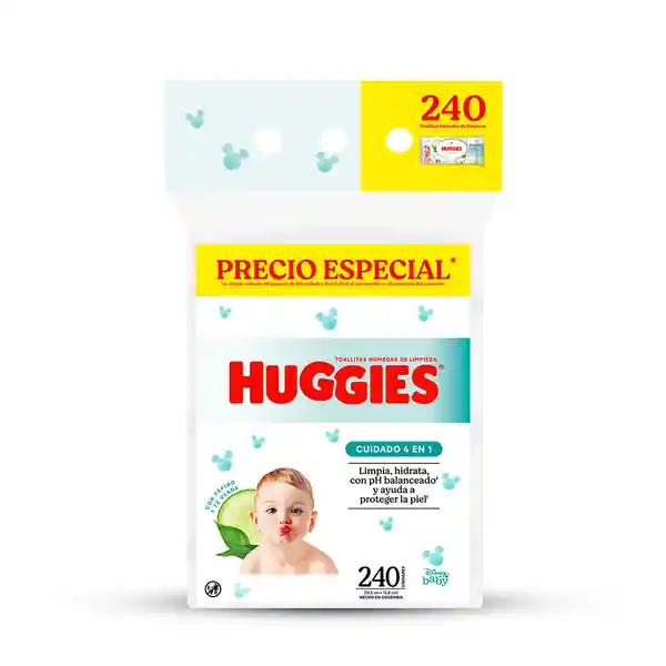Toallita Húmedas Huggies Cuidado 4 en 1 Desechables 240 Und