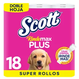 Papel Higiénico Scott Rindemax Plus Doble Hoja - 18 Und