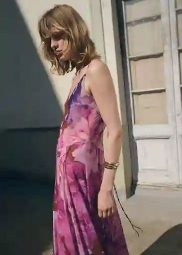 Vestido Anita Morado Talla S Mujer Mango