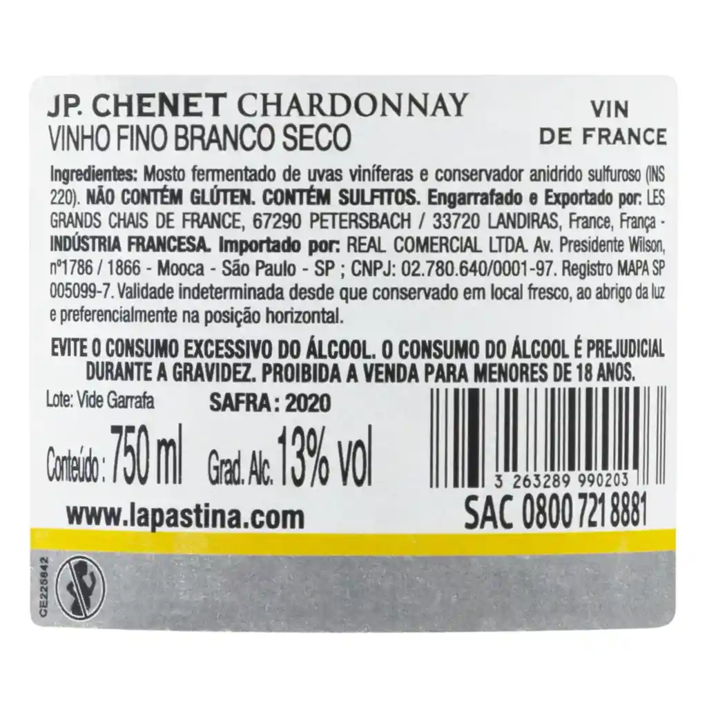 Vino Blanco JP CHENET Chardonnay Botella 750 Ml