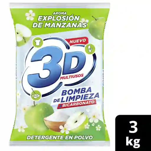 3D Detergente Polvo Multiusos Manzana 3 Kg