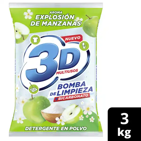 3D Detergente Polvo Multiusos Manzana 3 Kg