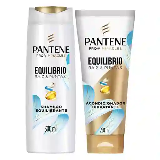 Shampoo Pantene Pro-V Miracles Equilibrio Raiz y Puntas 1 Champu 300 ml + 1 Acondicionador Rinse 250 ml