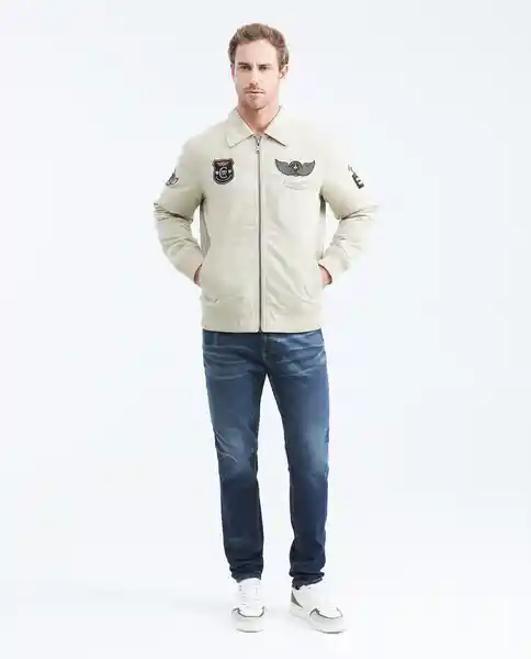 Chaqueta Aviator Masculino Beige Twill Medio Talla M Chevignon