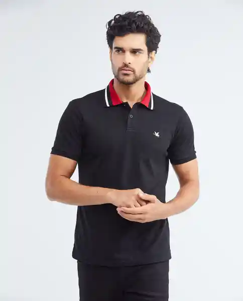 Camiseta Contrast Neck Polo Negro Sombrío Talla XXL Chevignon