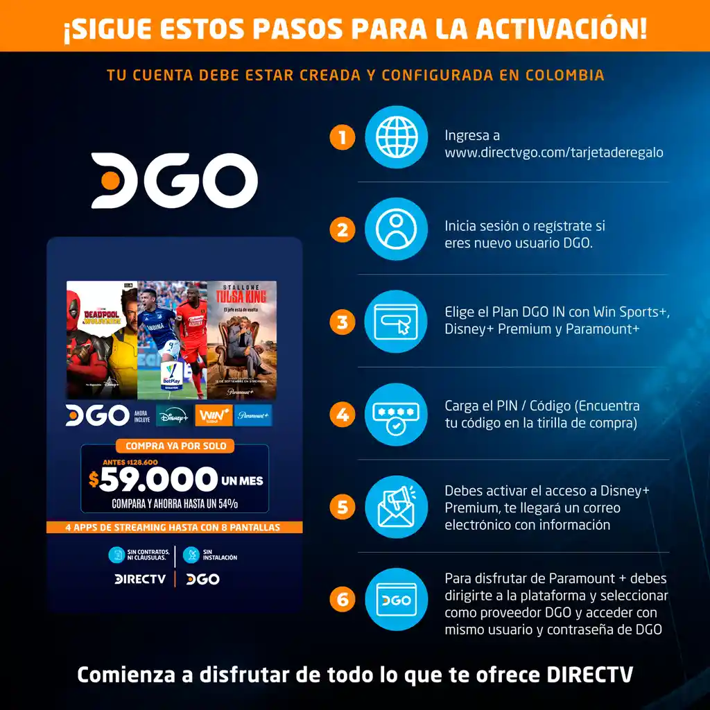 Tarjeta Directv go $59.000