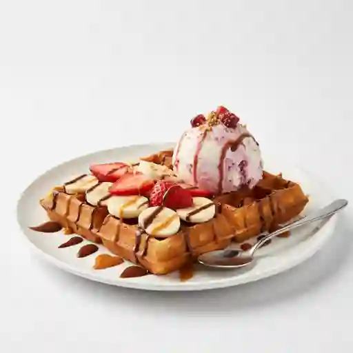 Waffle con helado