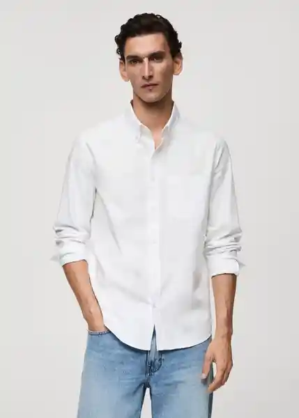 Camisa Oxford Blanco Talla XXL Hombre Mango