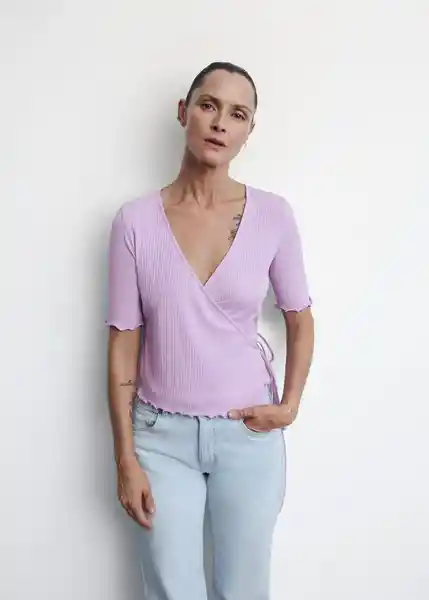 Camiseta Aila-H Lila Talla XS Mujer Mango