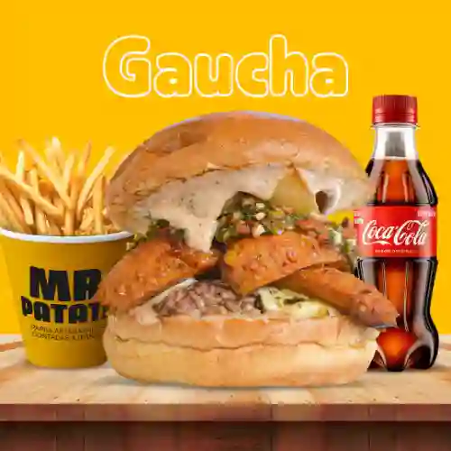 Burger Gaucha + Papas + Gaseosa