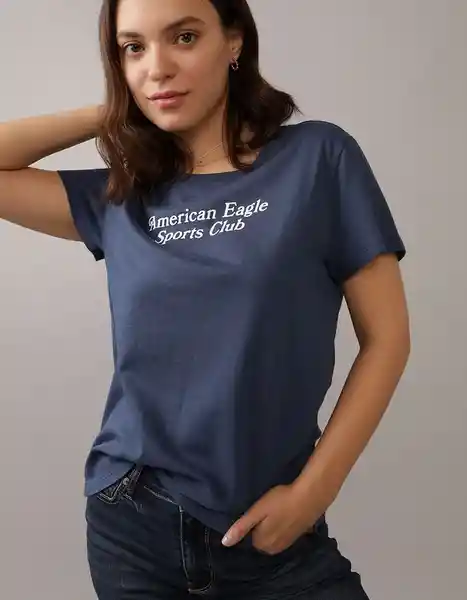 Camiseta Mujer Azul Talla X-Small American Eagle 9593400