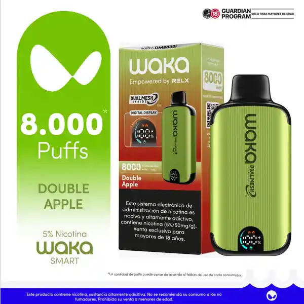 Waka Smart Vape Double Apple 5% 8000 Puff