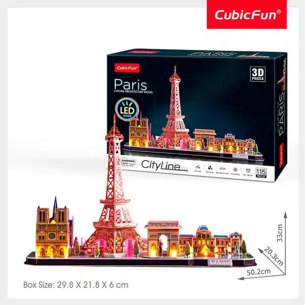 Cubic Fun Rompecabezas Paris de Noche Con Luces 3D