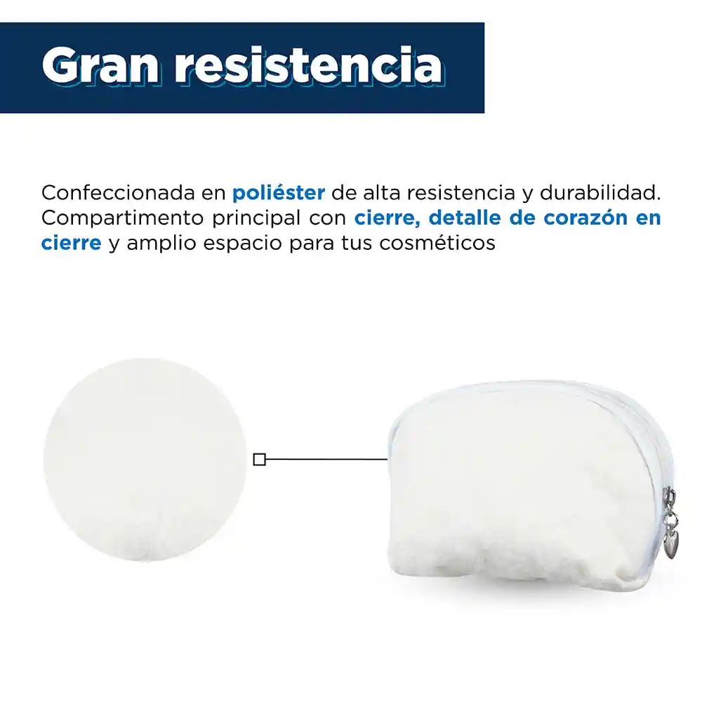 Cosmetiquera Texturizada Semicircular Blanco Miniso