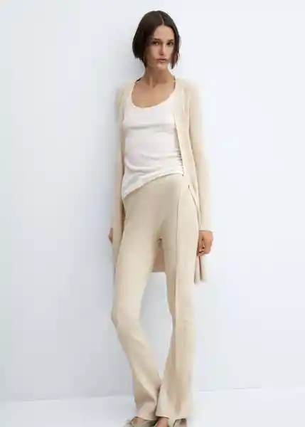 Pantalón Flare Beige Talla S Mujer Mango